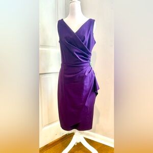 Alex Evenings Purple Ruched Asymmetrical Sheath Dress